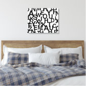 Modern, abstract, rommelig patroon met letters canvas afdruk (Insitu (Slaapkamer))