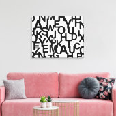 Modern, abstract, rommelig patroon met letters canvas afdruk (Insitu (Woonkamer))