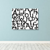 Modern, abstract, rommelig patroon met letters canvas afdruk (Insitu (Houten vloer))