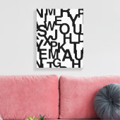 Modern, abstract, rommelig patroon met letters canvas afdruk (Insitu (Woonkamer))