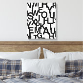 Modern, abstract, rommelig patroon met letters canvas afdruk (Insitu (Slaapkamer))