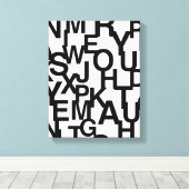 Modern, abstract, rommelig patroon met letters canvas afdruk (Insitu (Houten vloer))