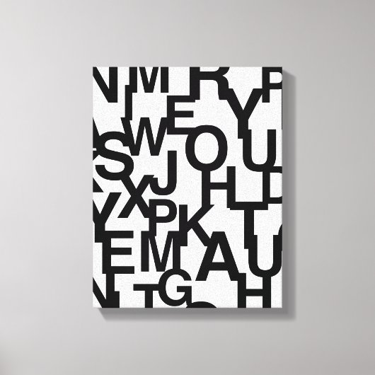 Modern, abstract, rommelig patroon met letters canvas afdruk (Voorkant)
