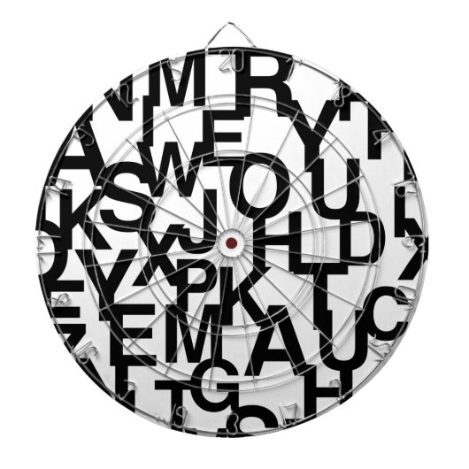 Modern, abstract, rommelig patroon met letters dartbord (Voorkant)