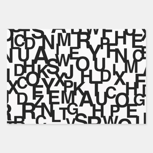 Modern, abstract, rommelig patroon met letters inpakpapier vel (Voorkant 3)