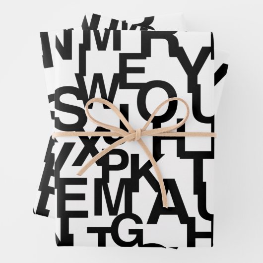 Modern, abstract, rommelig patroon met letters inpakpapier vel (In situ)