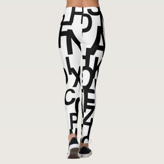 Modern, abstract, rommelig patroon met letters leggings (Achterkant)