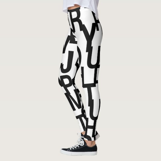 Modern, abstract, rommelig patroon met letters leggings (Links)