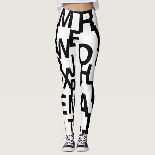 Modern, abstract, rommelig patroon met letters leggings (Voorkant)