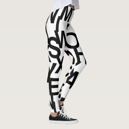 Modern, abstract, rommelig patroon met letters leggings (Rechts)