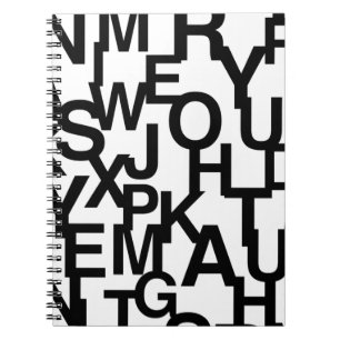 Modern, abstract, rommelig patroon met letters notitieboek