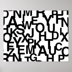 Modern, abstract, rommelig patroon met letters poster