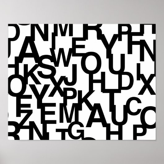 Modern, abstract, rommelig patroon met letters poster (Voorkant)