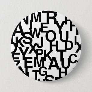 Modern, abstract, rommelig patroon met letters ronde button 7,6 cm