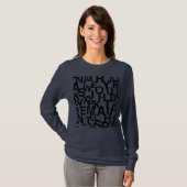 Modern, abstract, rommelig patroon met letters t-shirt (Voorkant volledig)