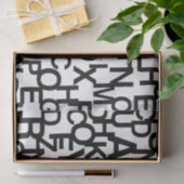 Modern, abstract, rommelig patroon met letters tissuepapier (Geschenk)