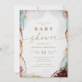 Modern Abstract rood Aqua & Goud Baby shower Kaart (Voorkant)