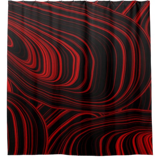 Modern Abstract rood en zwart patroon Douchegordijn (Voorkant)