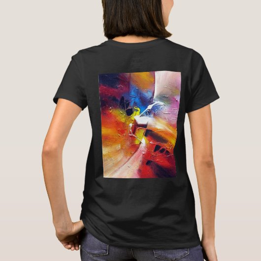 Modern Abstract rood Geel Blauw Elegant T-shirt (Achterkant)