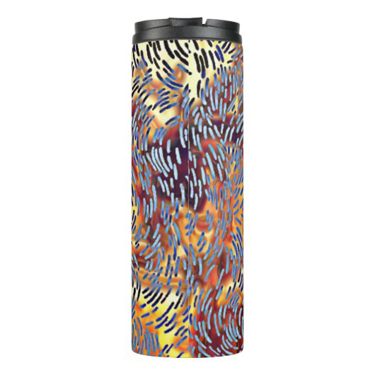 Modern Abstract rood geel zwart Thermosbeker (Achterkant)