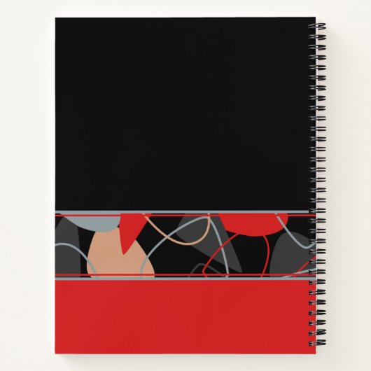 Modern Abstract rood, grijs en zwart Notitieboek (Achterkant)