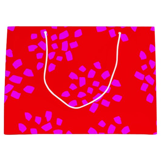 Modern Abstract Rood Heet Roze Holly Xmas Groot Cadeauzakje (Voorkant)