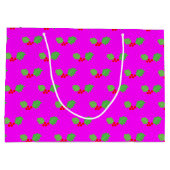 Modern Abstract Rood Heet Roze Holly Xmas Groot Cadeauzakje (Achterkant)