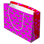 Modern Abstract Rood Heet Roze Holly Xmas Groot Cadeauzakje (Achterkant Gekanteld)
