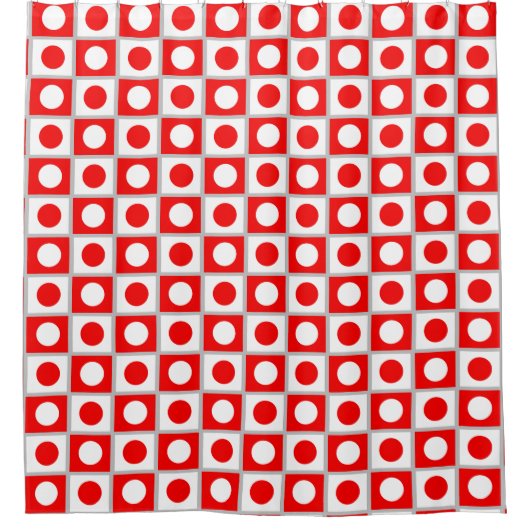 Modern Abstract rood & wit patroon op lichtgrijs Douchegordijn (Voorkant)