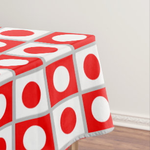 Modern abstract rood & wit patroon op lichtgrijs tafelkleed