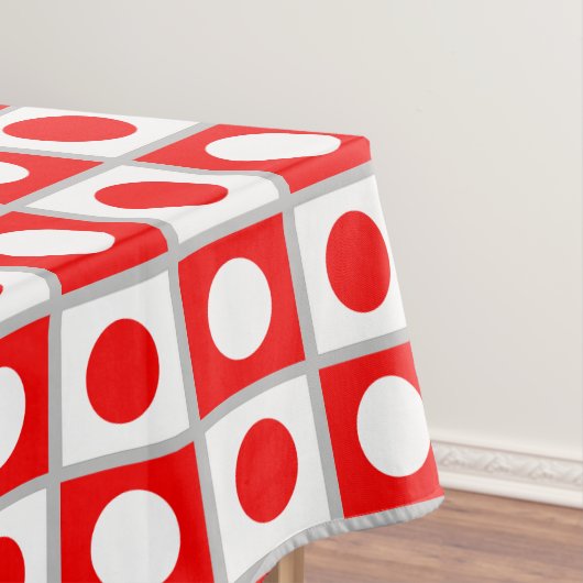 Modern abstract rood & wit patroon op lichtgrijs tafelkleed (Voorbeeld)