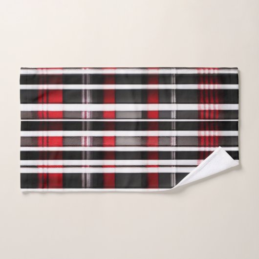 Modern Abstract rood zwart geruite Collectie Bad Handdoek (Handdoek)