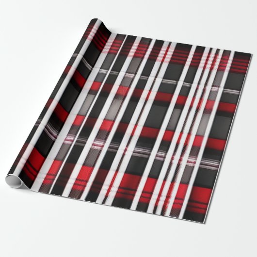 Modern Abstract rood zwart geruite Collectie Cadeaupapier (Uitgerold)