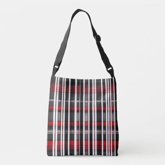 Modern Abstract rood zwart geruite Collectie Crossbody Tas (Achterkant)