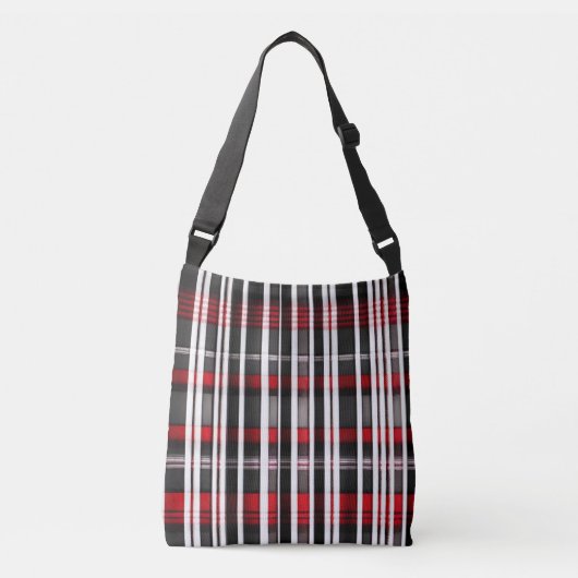 Modern Abstract rood zwart geruite Collectie Crossbody Tas (Voorkant)
