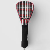 Modern Abstract rood zwart geruite Collectie Golfheadcover (Voorkant)
