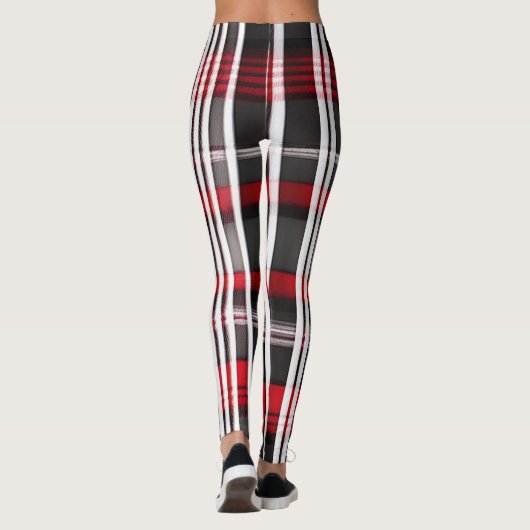 Modern Abstract rood zwart geruite Collectie Leggings (Achterkant)