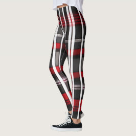 Modern Abstract rood zwart geruite Collectie Leggings