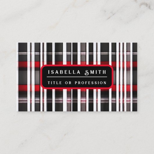 Modern Abstract rood zwart geruite Collectie Visitekaartje (Voorkant)