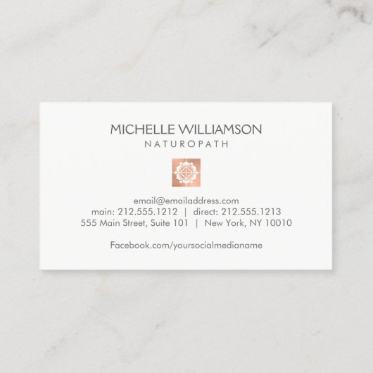 Modern Abstract Roos Goud Bloemen Logo Wellness Visitekaartje (Achterkant)