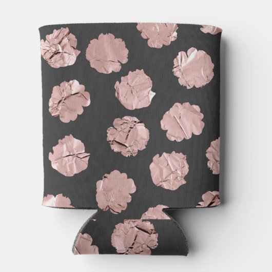 Modern Abstract Roos Gouden Papier Polka Dots Blikjeskoeler (Achterkant)