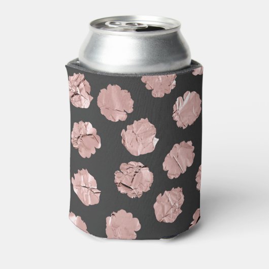 Modern Abstract Roos Gouden Papier Polka Dots Blikjeskoeler (Blikje Achterkant)