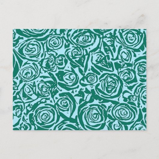 Modern Abstract Roos Patroon, Blauwgroen en Aqua Briefkaart (Voorkant)