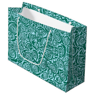 Modern Abstract Roos Patroon, Blauwgroen en Aqua Large Cadeautasje