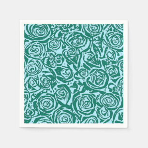 Modern Abstract Roos Patroon, Blauwgroen en Aqua Servet