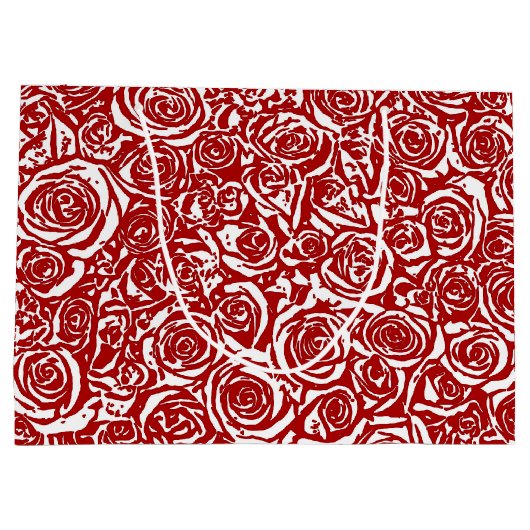Modern Abstract Roos Patroon, Donkerrood en wit Groot Cadeauzakje (Achterkant)