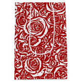 Modern Abstract Roos Patroon, Donkerrood en wit Medium Cadeauzakje (Achterkant)