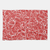 Modern Abstract Roos Patroon, Donkerrood en wit Theedoek (Horizontaal)