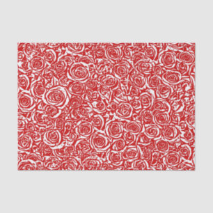 Modern Abstract Roos Patroon, Donkerrood en wit Tissuepapier