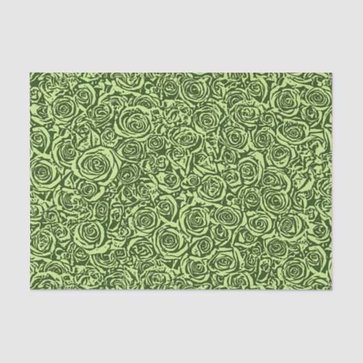 Modern Abstract Roos Patroon, Lime Green Tissuepapier (Voorkant)